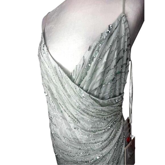 NWT Mac Duggal Beaded Sleeveless Faux Wrap Gown Size 12 Style 93733 - Picture 11 of 17